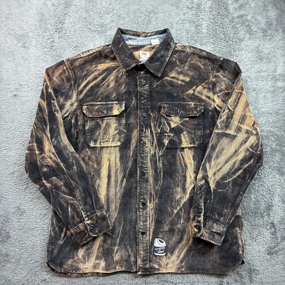 Levis Mens Corduroy Flannel Button Up Shirt XL Relaxed Bleached By Josh Brown